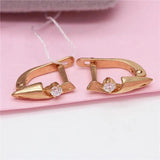 Purple Gemstone Geometric Earrings 14K Rose Jewelry