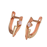 Purple Gemstone Geometric Earrings 14K Rose Jewelry