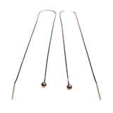 Purple Bead Long Chain Earrings 14K Rose Ear Line Jewelry