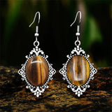 Vintage Flower Pendant Unakite Quartz Earrings