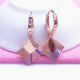 Purple Sparkling Square Sequin Earrings 14K Rose Ear Buckle