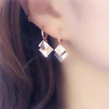 Purple Sparkling Square Sequin Earrings 14K Rose Ear Buckle