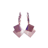 Purple Sparkling Square Sequin Earrings 14K Rose Ear Buckle