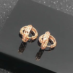 Purple 14K Rose Hollow Earrings Women Glamour Ear Buckle