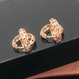 Purple 14K Rose Hollow Earrings Women Glamour Ear Buckle