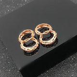 Purple 14K Rose Hollow Earrings Women Glamour Ear Buckle