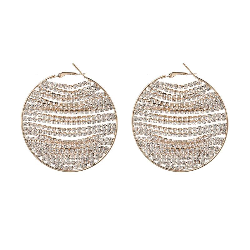 Rhinestone Round Dangle Earrings for Women Statement Accessories
