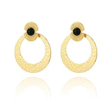 YACHAN Stone Stainless Steel Drop Earrings Geometric Metal 18K Plated