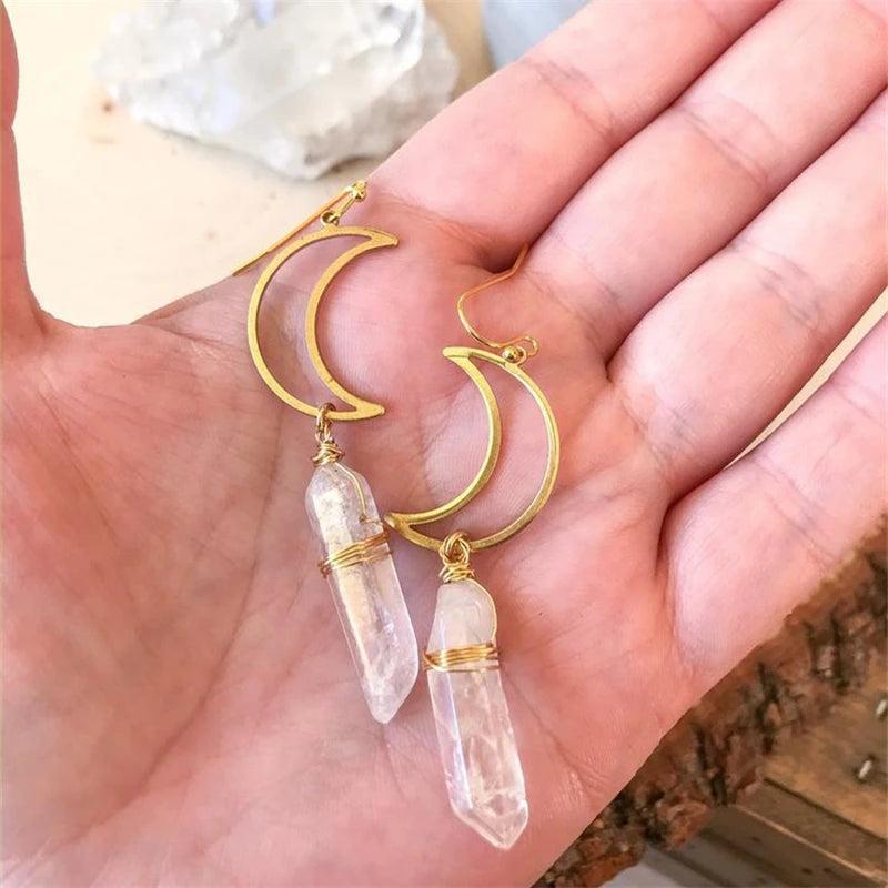 Crystal Irregular Dangle Earrings For Women Girl Party Natural Stone Jewelry