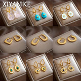 316L Stainless Steel Heart Turquoise Earrings For Women