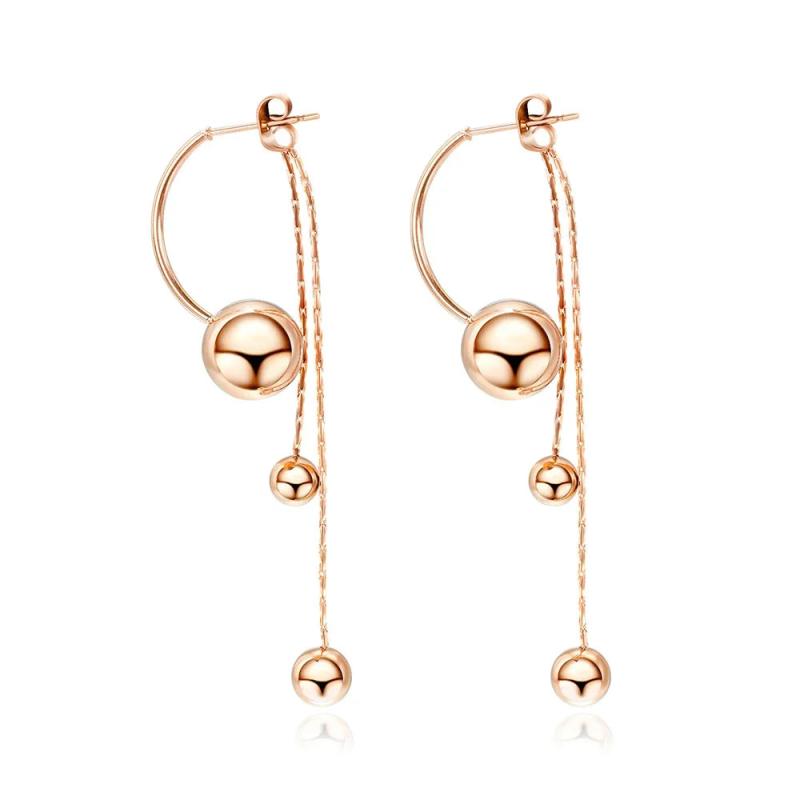 Stainless Steel Tassel Earrings Rose Chain Dangle Earrings