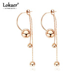 Stainless Steel Tassel Earrings Rose Chain Dangle Earrings