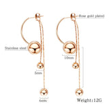 Stainless Steel Tassel Earrings Rose Chain Dangle Earrings