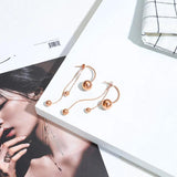 Stainless Steel Tassel Earrings Rose Chain Dangle Earrings
