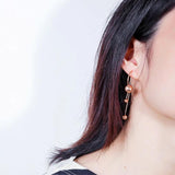 Stainless Steel Tassel Earrings Rose Chain Dangle Earrings