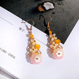 Chinese Style Hanfu Earrings Shell Flower Natural Stone Dangle Ear Rings Jewelry
