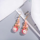 Chinese Style Hanfu Earrings Shell Flower Natural Stone Dangle Ear Rings Jewelry