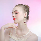 Vintage Plated Mismatch Linear Crystal Gemstone Insect Earrings