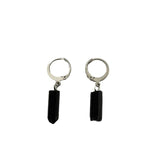 Stainless Steel Tourmaline Earrings Hoop Clip Gemstones Natural Tiny Hoops