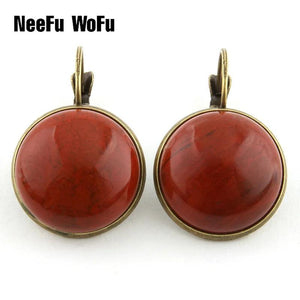 Retro Multicolor Stone Drop Earrings