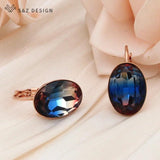 S&Z Oval Egg Shape Tourmaline Dangle Earrings 585 Rose Eardrop Jewelry