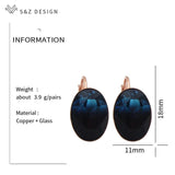 S&Z Oval Egg Shape Tourmaline Dangle Earrings 585 Rose Eardrop Jewelry