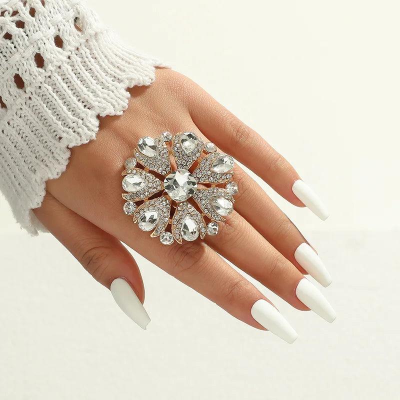 Weird Ring Big Sapphire Women Christmas Accessories Squid Game Jewelry