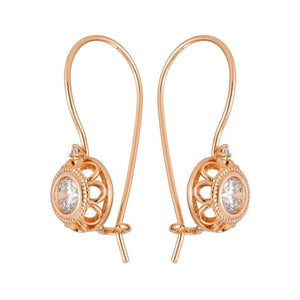 Rose Natural Zircon Ball Drop Earrings 585 for Women