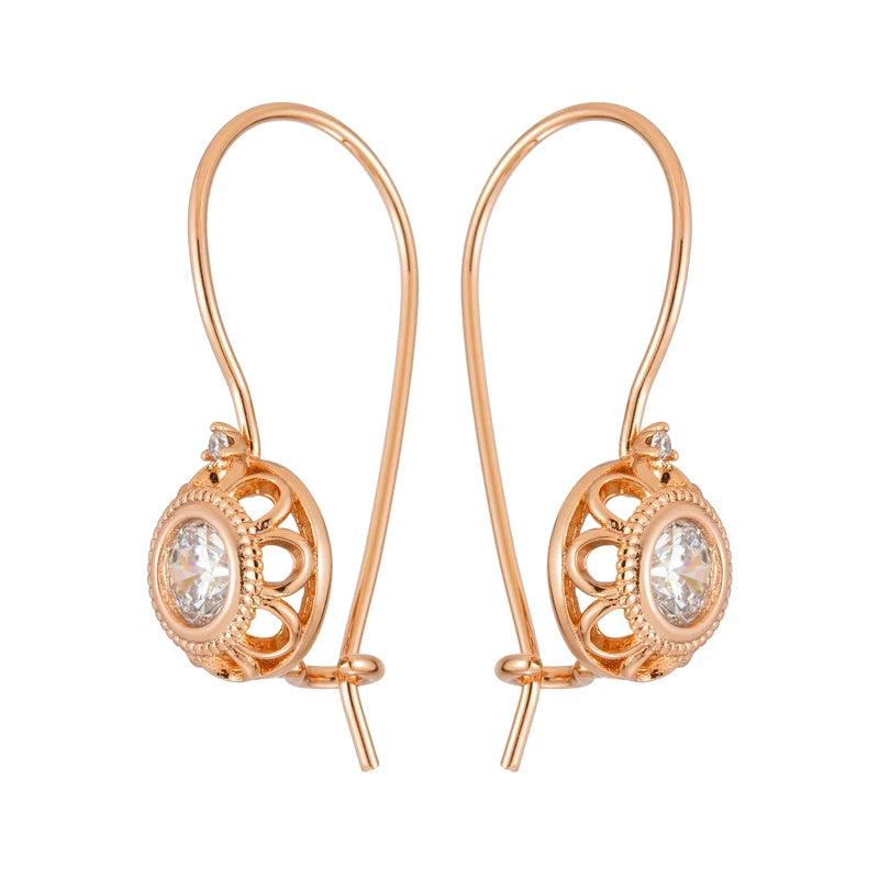 Rose Natural Zircon Ball Drop Earrings 585 for Women