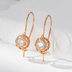 Rose Natural Zircon Ball Drop Earrings 585 for Women