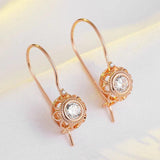 Rose Natural Zircon Ball Drop Earrings 585 for Women