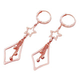 Purple Plated 14K Rose Star Tassel Earrings for Women