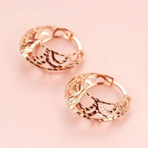 14K Rose Gold Hoop Earrings for Women Elegant Party Jewelry