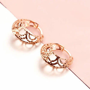 14K Rose Gold Hoop Earrings for Women Elegant Party Jewelry