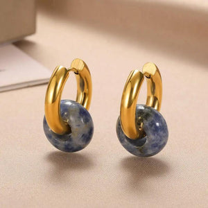 Opal Round Drop Earrings Stainless Steel Boho Jewelry Christmas