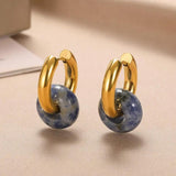 Opal Round Drop Earrings Stainless Steel Boho Jewelry Christmas
