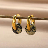 Opal Round Drop Earrings Stainless Steel Boho Jewelry Christmas