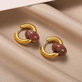 Opal Round Drop Earrings Stainless Steel Boho Jewelry Christmas