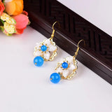 Vintage Crystal Flower Earrings Hanfu Accessories