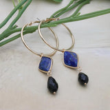 Natural Stone Pendant Earrings Woman Charms Dangle Hoop Ring Brinco Oorbellen