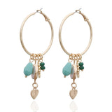 Natural Stone Pendant Earrings Woman Charms Dangle Hoop Ring Brinco Oorbellen