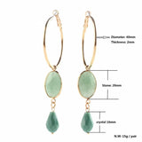 Natural Stone Pendant Earrings Woman Charms Dangle Hoop Ring Brinco Oorbellen