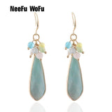 Pink Crystal Coral Starfish Drop Stone Earring