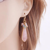 Pink Crystal Coral Starfish Drop Stone Earring