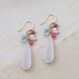 Pink Crystal Coral Starfish Drop Stone Earring