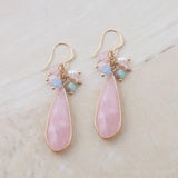Pink Crystal Coral Starfish Drop Stone Earring