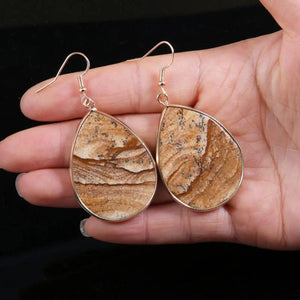 Rose Quartz Labradorite Turquoise Amazonite Earrings 30X45MM