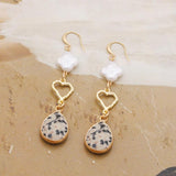 NeeFuWoFu Stone Earrings Freshwater Pearl Spherical Charm Large Brinco