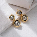 Vintage Gray Bead Dangle Earrings 925 Silver Needle For Women Wedding