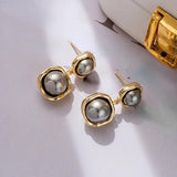 Vintage Gray Bead Dangle Earrings 925 Silver Needle For Women Wedding
